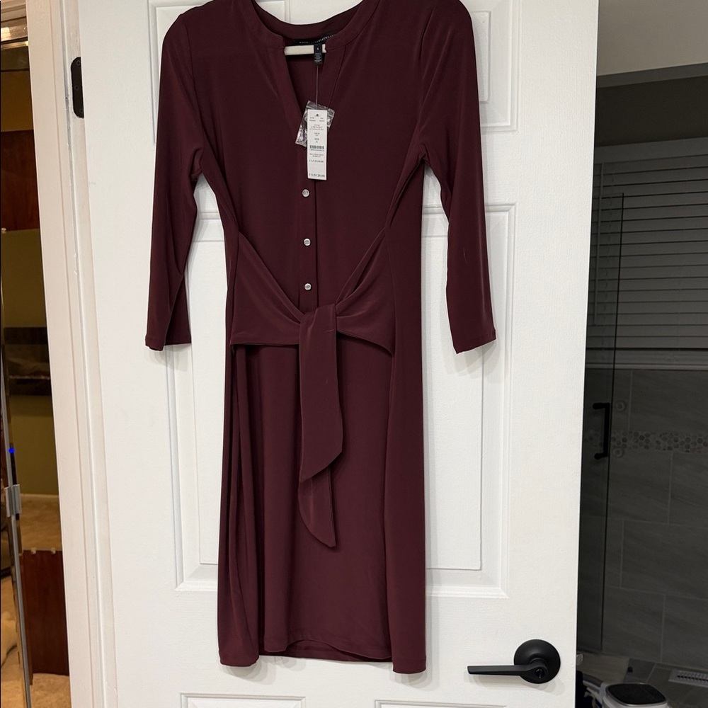 White House Black Market Burgundy Long Sleeve Dress Size S